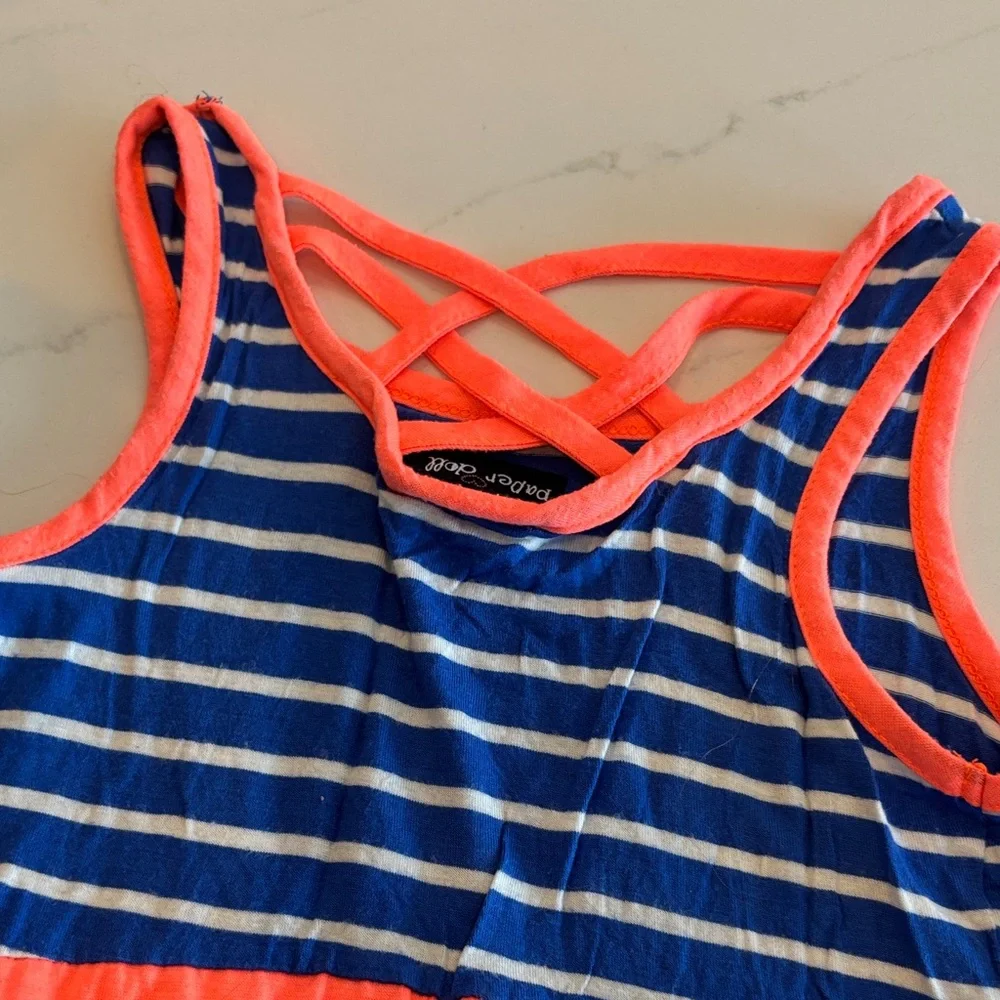 Charming Blue and White Striped Kids Dress Set
